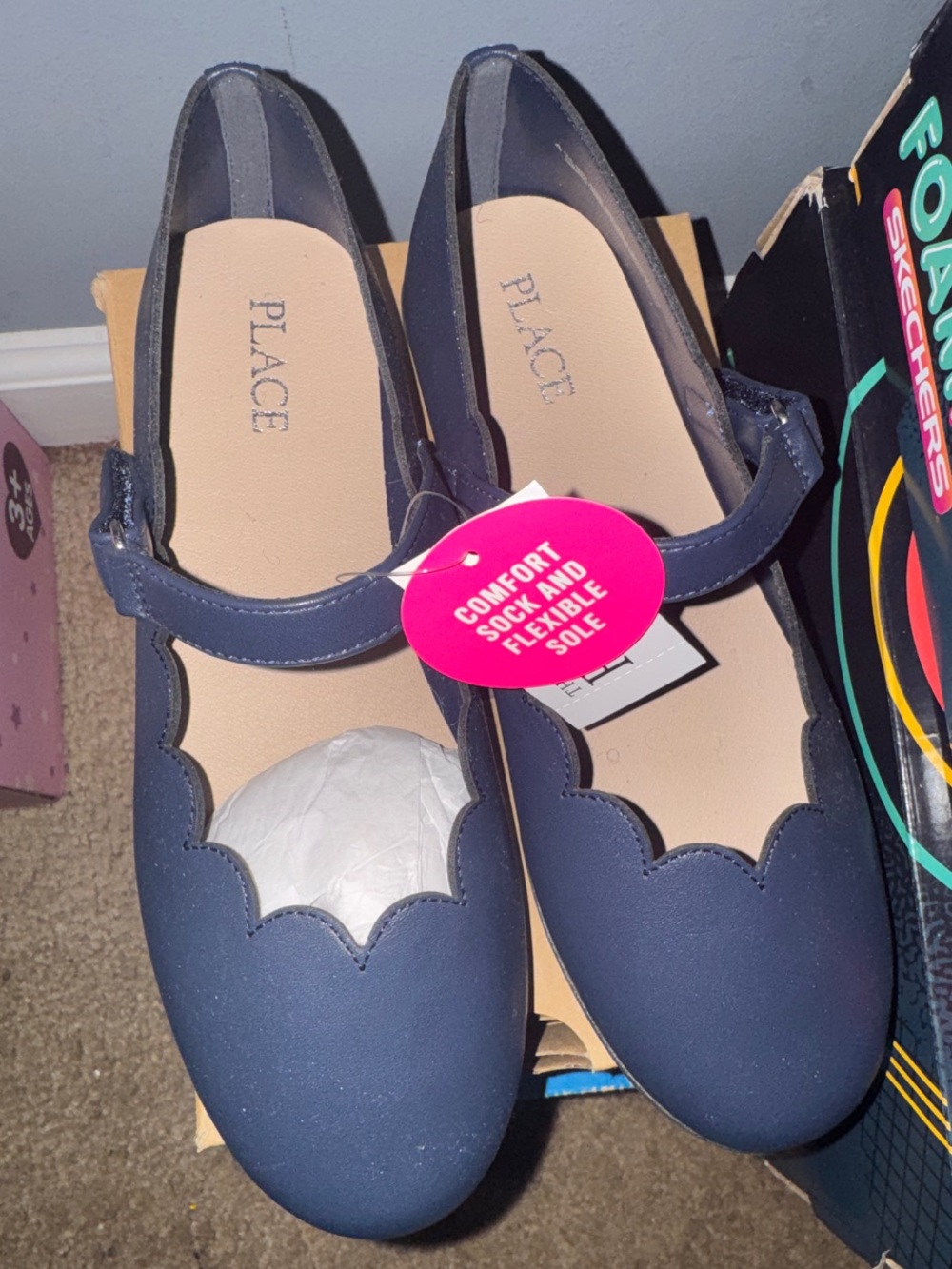 Place Navy Scalloped Mary Jane Flats